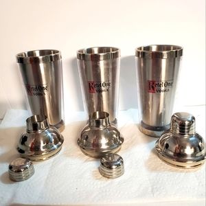 3 -"Ketel One Vodka Bar Martini Cocktail Party Shakers Stainless Steel 16 oz